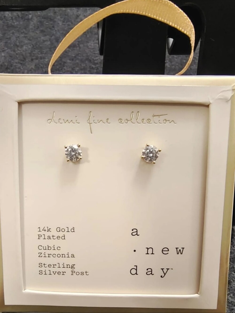 a new day Gold Plated Clear Cubic Zirconia Stud Earrings